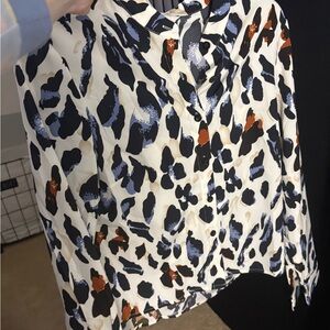 Source Unknown Women's Button Down Shirt - Black, Blue, Orange Print